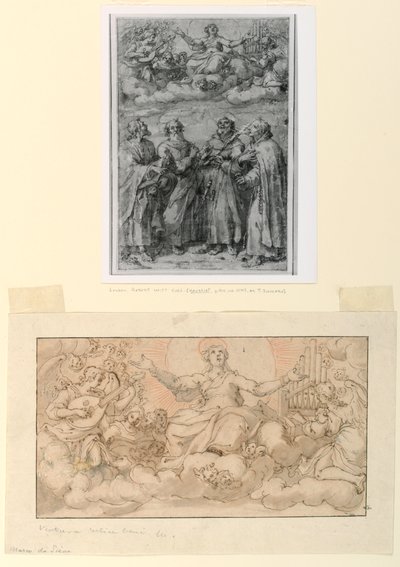 Tekening, De Hemelvaart van de Maagd, vroeg 17e eeuw door Ventura Salimbeni
