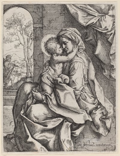 Maagd en kind door Ventura Salimbeni after Guido Reni