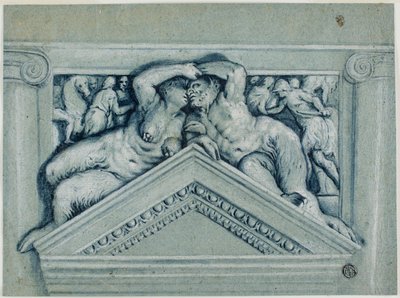 Boven de deur met satyr en satyresse door Veronese