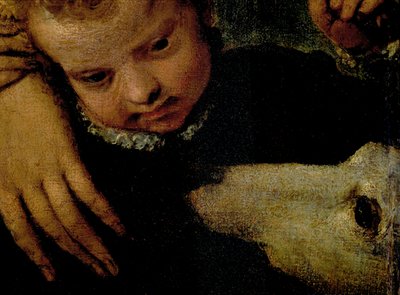 Portret van een Vrouw met een Kind en een Hond (detail) door Paolo Veronese