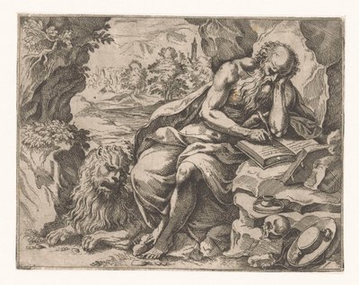 Heilige Hieronymus in de wildernis door Vespasiano Strada (attributed to)