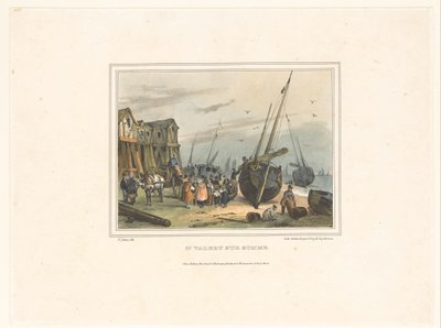 Het strand van Saint-Valery-sur-Somme door Victor Adam