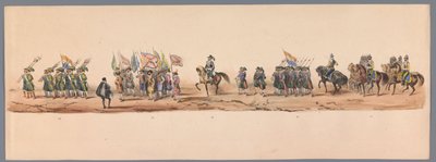 Historische optocht bij het tweede eeuwfeest van de Utrechtse Hogeschool, 1836 (plaat 9) door Victor Adam