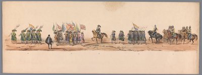 Historische optocht bij het tweede eeuwfeest van de Utrechtse Hogeschool, 1836 (plaat 9) door Victor Adam