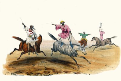La voltige, door Bedoeïenen. In "Album Grotesque, Keuzes van Opmerkelijke Typen", illustraties door Victor Adam, Parijs, circa 1850 door Victor Adam