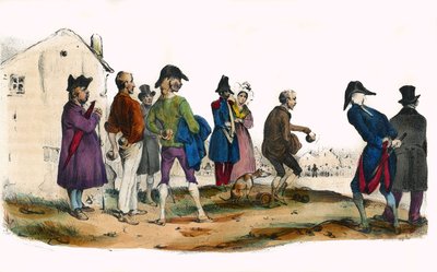 Martin, de honkbalspeler. In “Album Grotesque, Keuzes van Uitstekende Typen”, illustraties door Victor Adam, Parijs, circa 1850. door Victor Adam