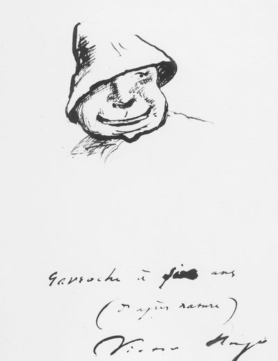 Gavroche op vijfjarige leeftijd, tekening door Victor Hugo door Victor Hugo