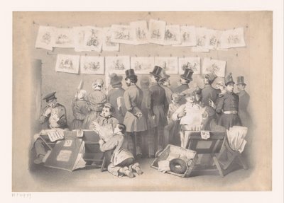 Titelprent met interieur van een prentenwinkel door Victor Jean François Dollet