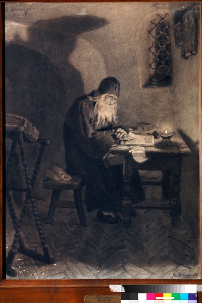 Pimen, illustratie voor de opera "Boris Godunov" door Aleksandr Poesjkin door Victor Mikhailovich Vasnetsov