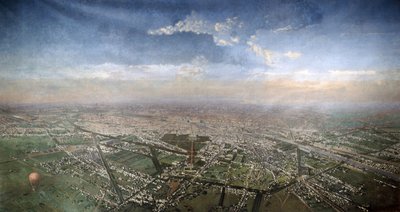 Algemeen uitzicht op Parijs vanuit een heteluchtballon, 1855 door Victor Navlet