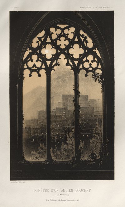 Raam van een oud klooster (in Barcelona) door Victor Petit