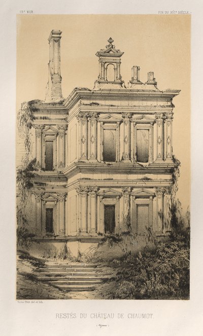 Pl. 19, Resten van het Kasteel van Chaumot Yonne, 1860 door Victor Petit
