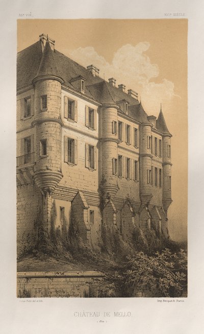Pl. 35, Château De Mello Oise, 1860 door Victor Petit