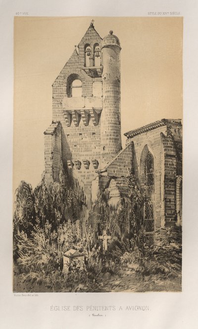 Pl. 40, Église Des Pénitents À Avignon Vaucluse, 1860 door Victor Petit