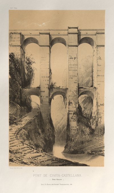 Pont De Civita-Castellana, 1860 door Victor Petit