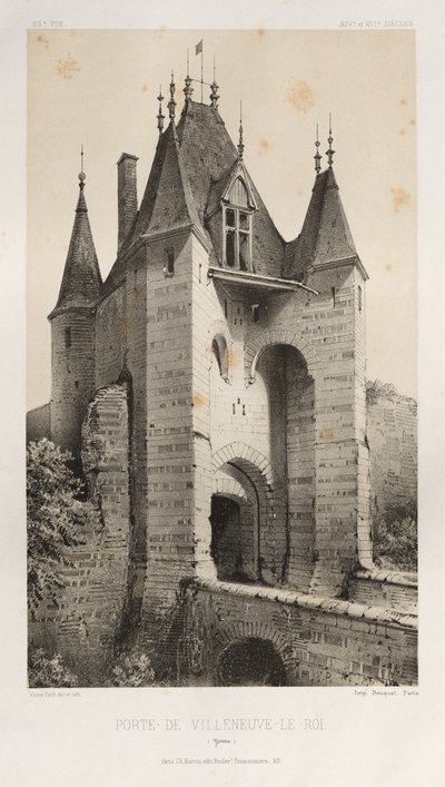 Pl. 95, Porte de Villeneuve-Le-Roi Yonne, 1860 door Victor Petit