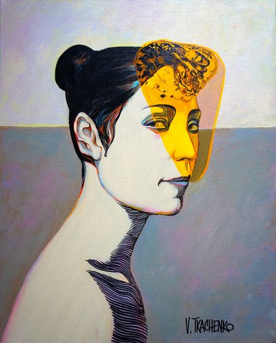 Abstract: Profiel van een gele vrouw door Victor Tkachenko