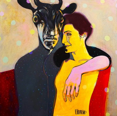 Stel met een figuur met hoorns door Victor Tkachenko
