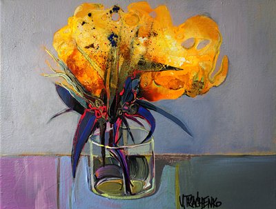 Geel bloemstilleven door Victor Tkachenko