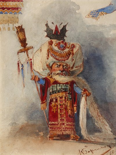 Chernomor. Kostuumontwerp voor de opera Ruslan en Lyudmila door M. Glinka door Viktor Alexandrovich Hartmann