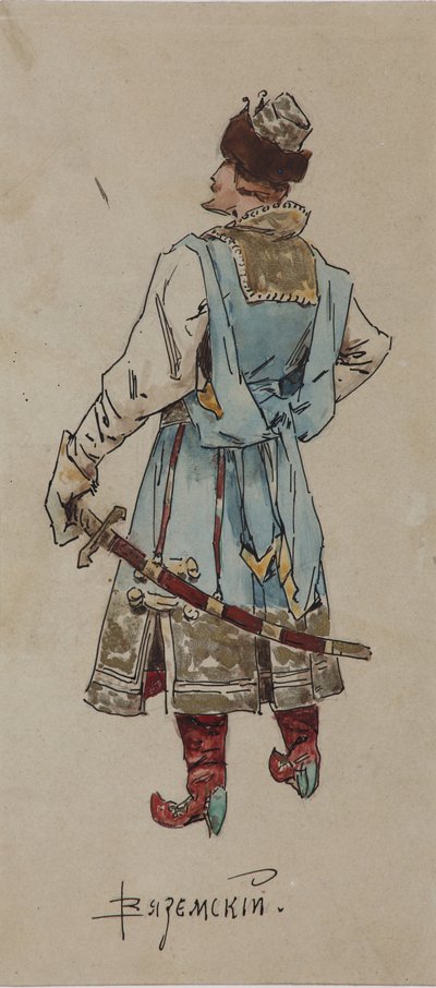 Kostuumontwerp voor de opera De Koopman Kalashnikov door A. Rubinstein, 1901 door Viktor Andreyevich Simov