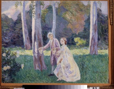 De wandeling in het park door Viktor Elpidiforovich Borisov Musatov