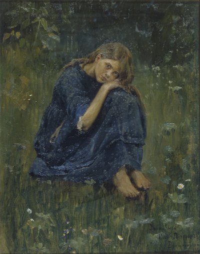 Alyonushka Studie, 1881 door Viktor Mikhaylovich Vasnetsov