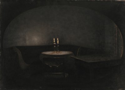 Interieur. Kunstlicht, 1909 door Vilhelm Hammershøi