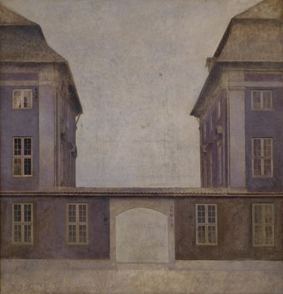 De gebouwen van de Aziatische Compagnie, gezien vanaf St. Annæ Street, Kopenhagen, 1902 door Vilhelm Hammershøi