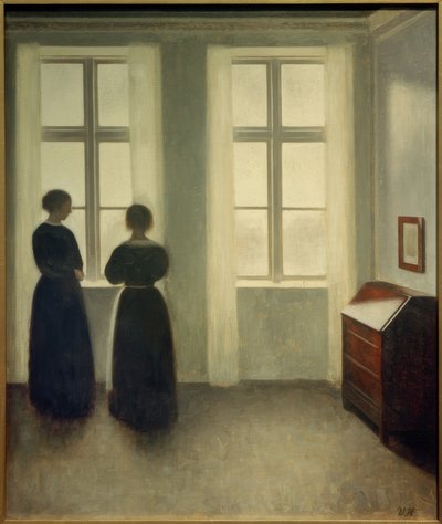 Twee vrouwen aan het raam door Vilhelm Hammershoi