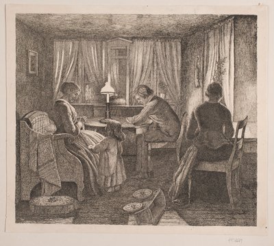 Interieur met de familie van de kunstenaar door Vilhelm Kyhn