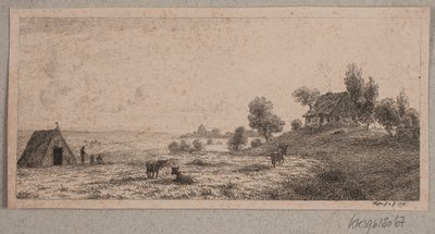Landschap met een boerderij en een hut door Vilhelm Kyhn