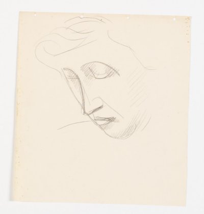 Vrouwenportret in driekwart profiel, gebogen naar links door Vilhelm Lundstrøm