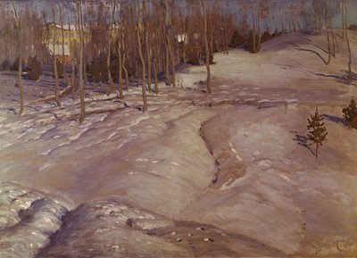 Winterlandschap. Maartavond, ca. 1900 door Vilhelms Purvitis