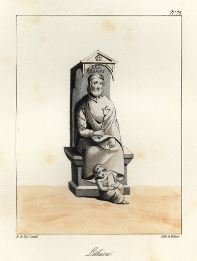 Standbeeld van Lotharius I, Lothar I, Karolingische keizer, Koning van Italië en Midden-Francië, 795-855 door Villain Villain