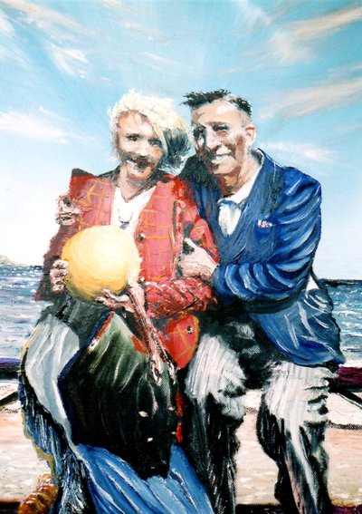 Oma en opa met bal aan zee, 2017 door Vincent Alexander Booth