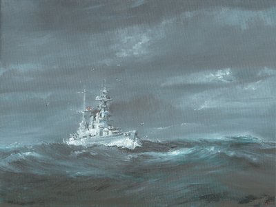 HMS Hood bij de kust van Schotland jaren 1920, 2019 door Vincent Alexander Booth