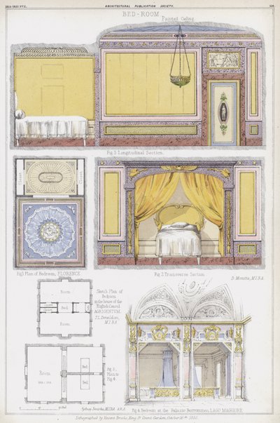 Slaapkamers in Florence, het huis van de Engelse consul in Agrigentum, en de Casa Borromeo, Lago Maggiore, Italië door Vincent Brooks