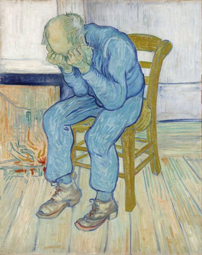 Rouwende oude man Bij de poort van de eeuwigheid, 1890 door Vincent van Gogh