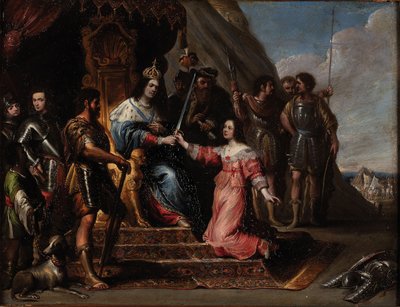 Allegorie op gerechtigheid of Esther voor Ahasveros door Vincent Malò (I)