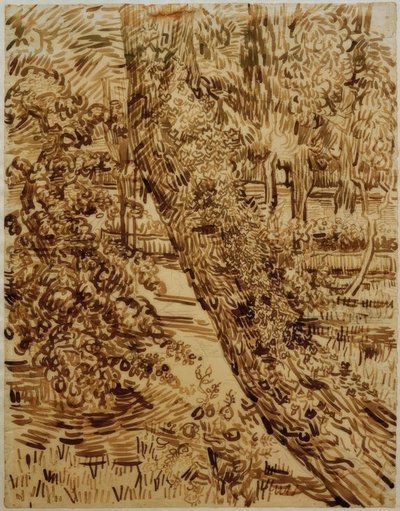 Boom met Klimop in de Tuin van de Kliniek door Vincent van Gogh