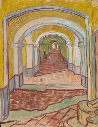 Gang in het asiel door Vincent van Gogh