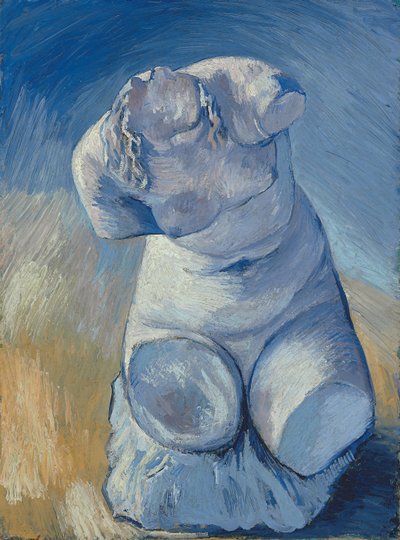 Gipsen beeldje: vrouwelijk torso, vooraanzicht; Statuette de plâtre: Torse de femme, vue de face, 1887 door Vincent van Gogh