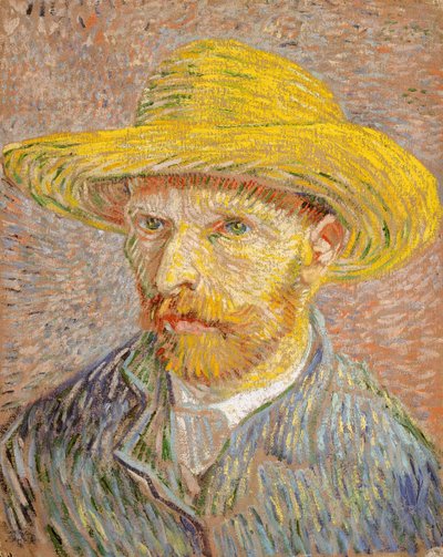 Zelfportret met een strohoed door Vincent van Gogh