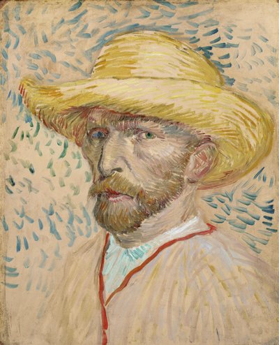 Zelfportret met strohoed door Vincent van Gogh