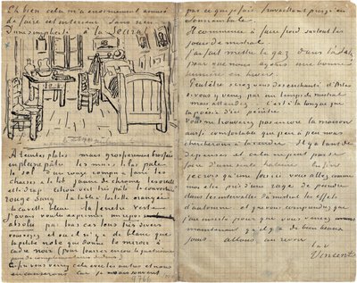 De slaapkamer, brief aan Paul Gauguin uit Arles, woensdag 17 oktober 1888 door Vincent van Gogh
