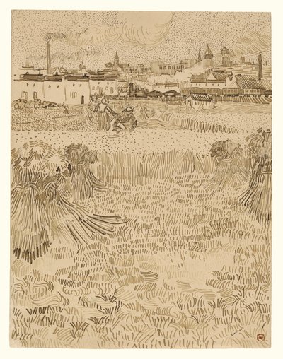 Uitzicht vanaf de korenvelden door Vincent van Gogh