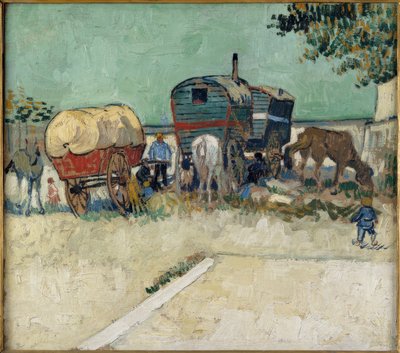 Zigeunerkamp met paardenwagen door Vincent van Gogh