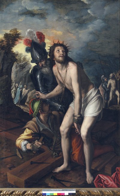 Jezus aan het kruis genageld door Vincenzo Campi