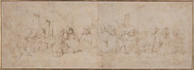 a) Het Laatste Avondmaal; b) Putti, ca.1515 (pentekening) door Vincenzo Tamagni